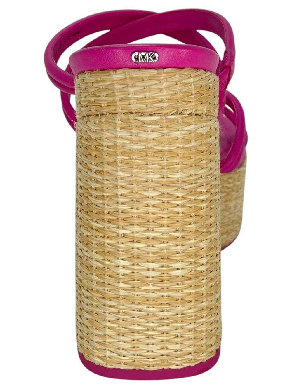 Michael Kors Corrine Pink Leather Raffia Womens Platform Sandals Size 11M - Picture 4 of 15